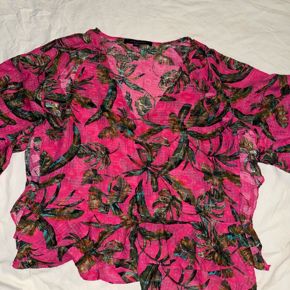 Marc New York Pink Floral Sheer Blouse